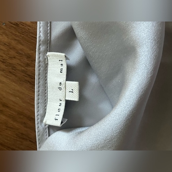 Fleur du Mal Shimmering Silver 100 percent SILK Top size Large 🩶 - Picture 2 of 6
